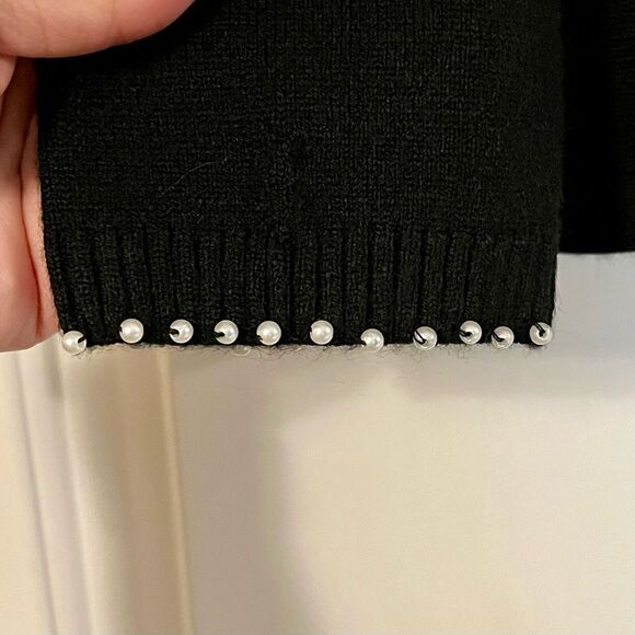 NWT TanJay Cowl Neck Beaded Black Sweater Small - Picture 3 of 13